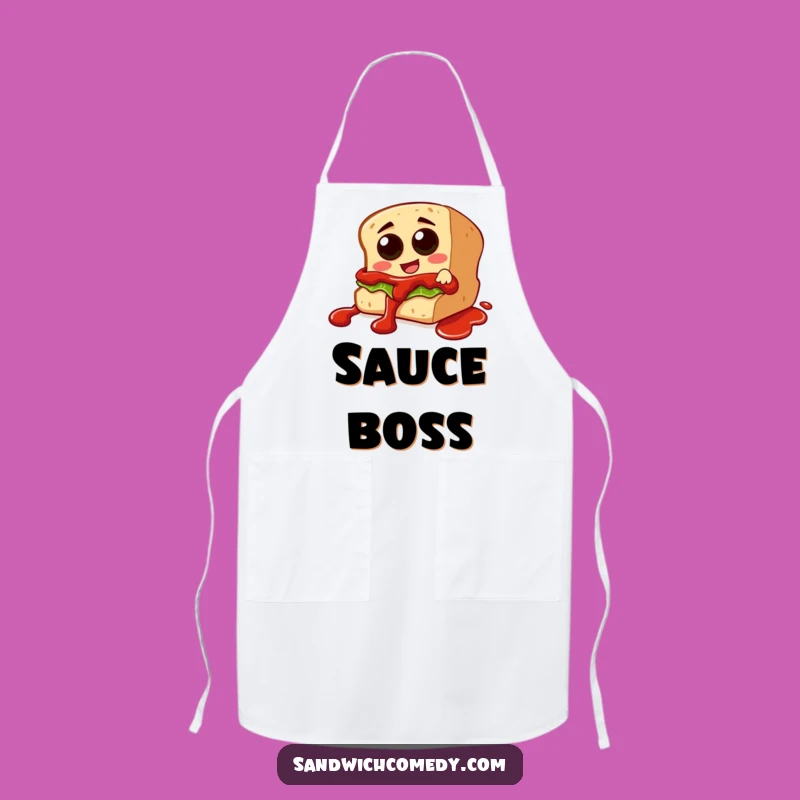 Funny Ketchup Slide Apron - Kitchen Sandwich Character Sliding Down