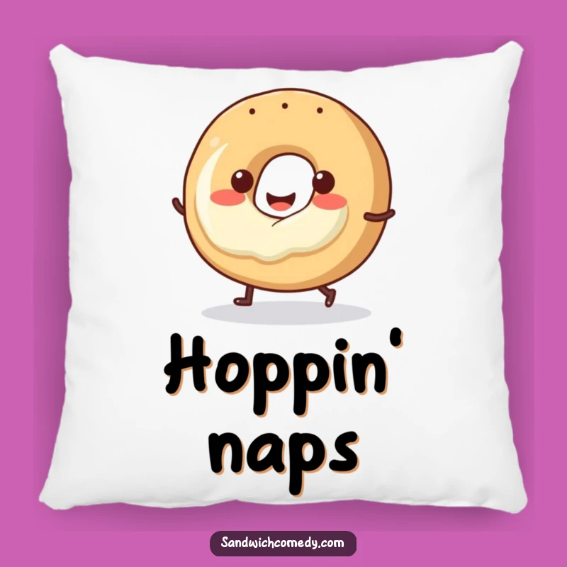 Funny Hopping Bagel Pillow, Cozy Comfort with a Funny Breakfast Friend