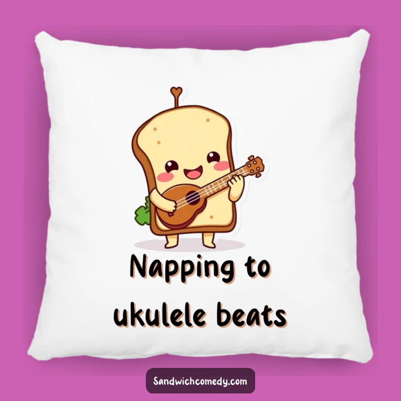 Funny Sandwich Ukulele Pillow - Cozy Musical Foodie Accent Gift