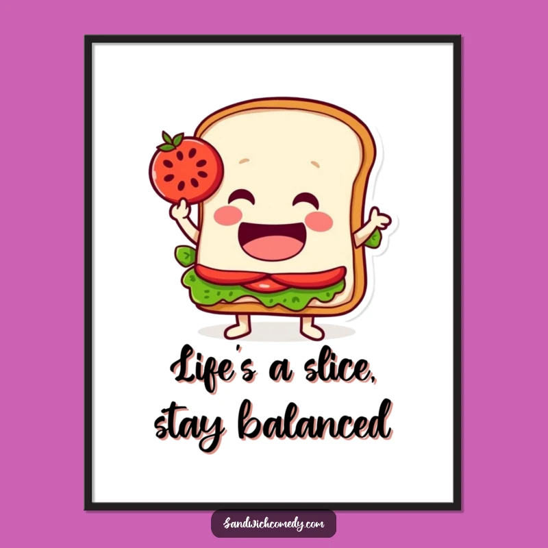 Funny Free Printable Wall Art: Balanced Sandwich Character - Quirky Decor