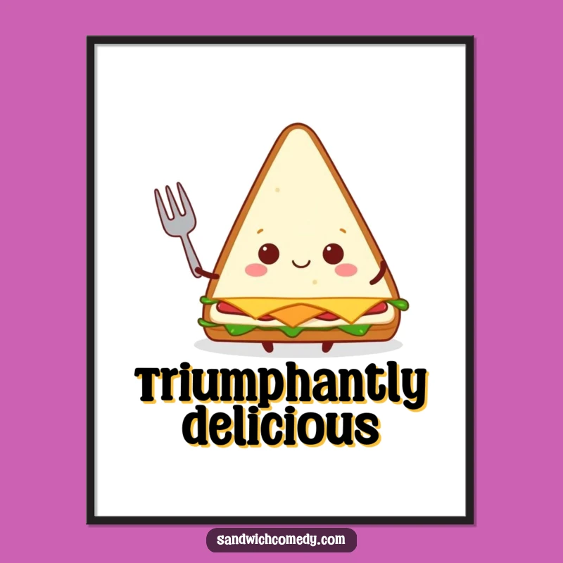 Free Printable Wall Art: Fork-holding Sandwich, Quirky Downloadable Decor for Foodie Spaces