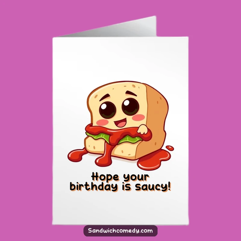 Free Printable Birthday Card: Ketchup Slide Sandwich Fun - Downloadable Gift