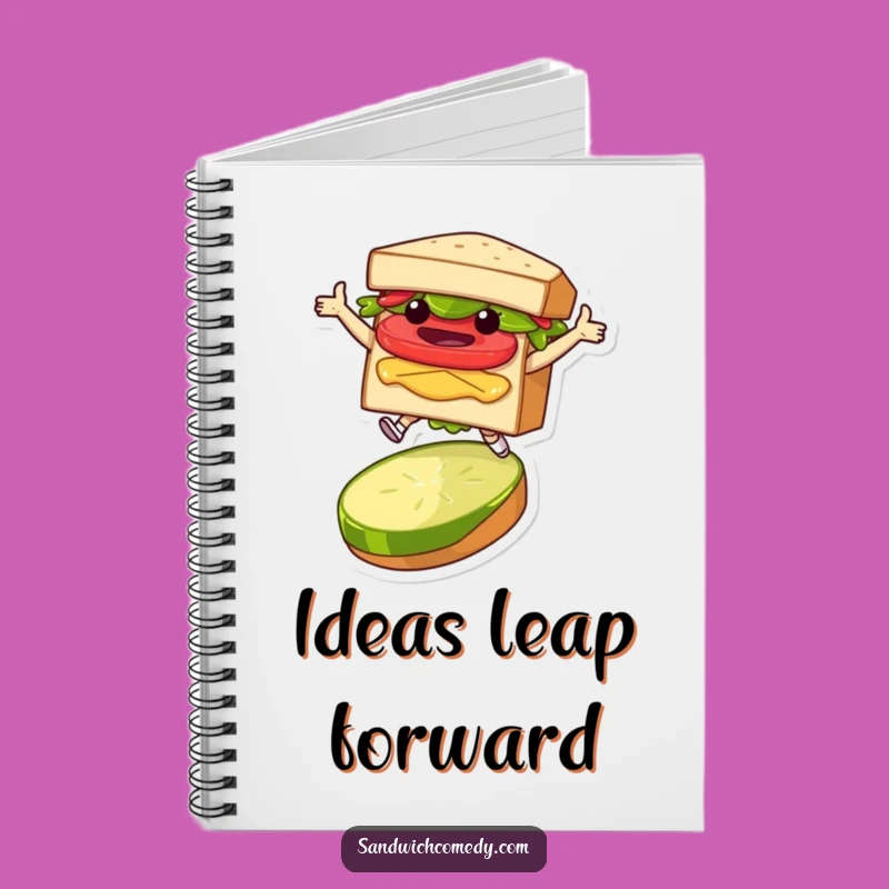 Funny Sandwich Leap Notebook - Journal Character Jumping Over Pickle Pad