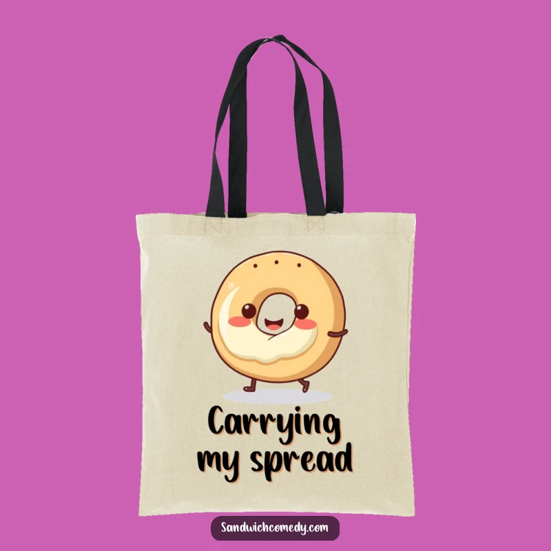 Funny Hopping Bagel Tote Bag, Carry Your Essentials with This Funny Breakfast Pal