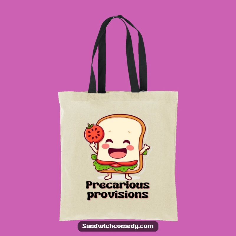 Funny Balancing Sandwich Tote Bag - Tomato Slice Balance